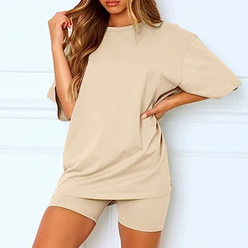 Plus Size Dress Cover up Women's Solid Round Neck Short Sleeve Shorts Sporty Set Board Shorts|B0DGKP134G